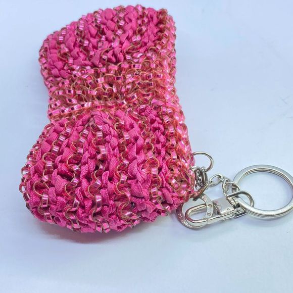 Authentic Anteprima Pink Woven Small Coin Purse / Clip On Keyring - Picture 7 of 7